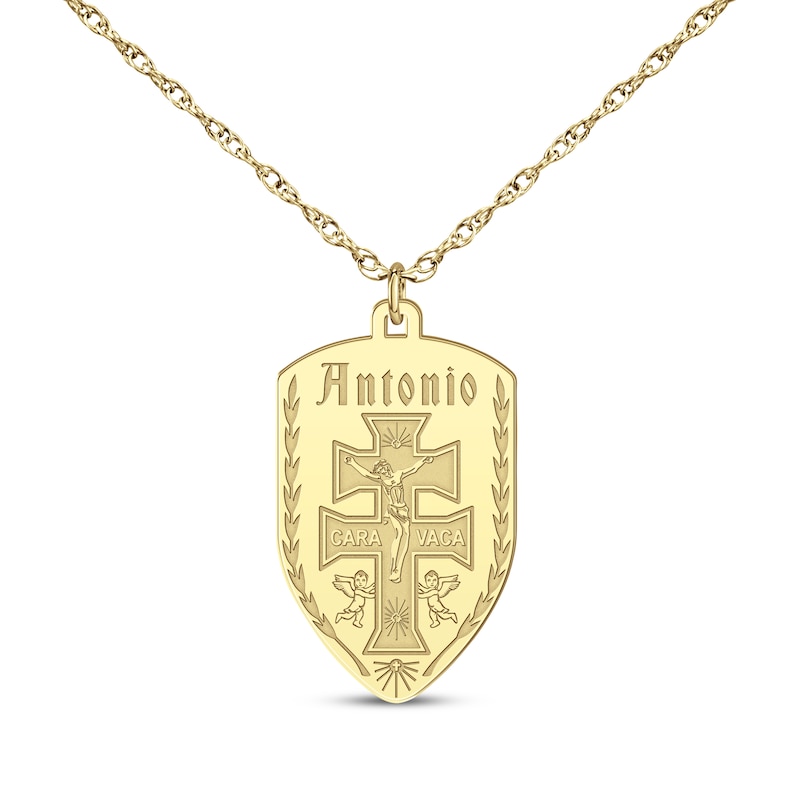 Main Image 1 of Cross of Caravaca Name Necklace 10K Yellow Gold 22&quot;