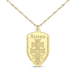 Cross of Caravaca Name Necklace 14K Yellow Gold 22"