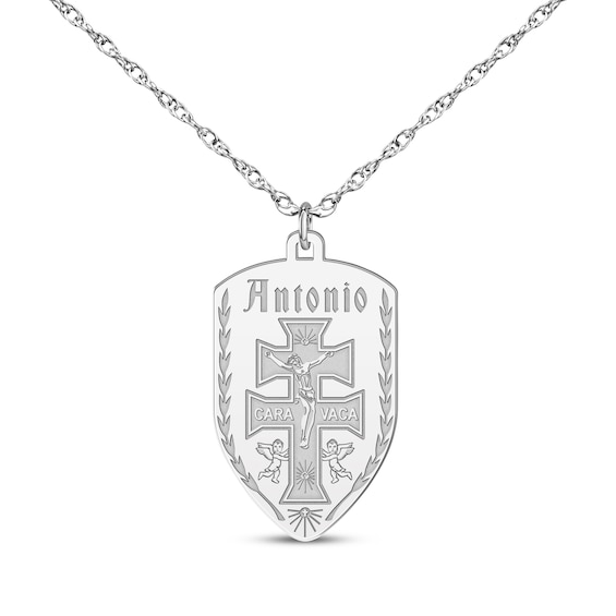 Cross of Caravaca Name Necklace Sterling Silver 22"