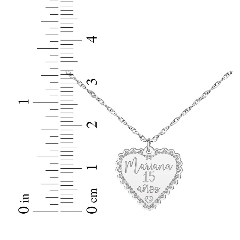 Main Image 4 of Quinceañera &quot;15 Años&quot; & Name Heart Necklace with Diamond Accent 10K White Gold 18&quot;
