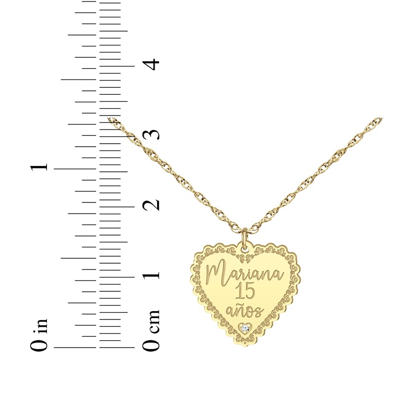 Main Image 4 of Quinceañera &quot;15 Años&quot; & Name Heart Necklace with Diamond Accent 10K Yellow Gold 18&quot;