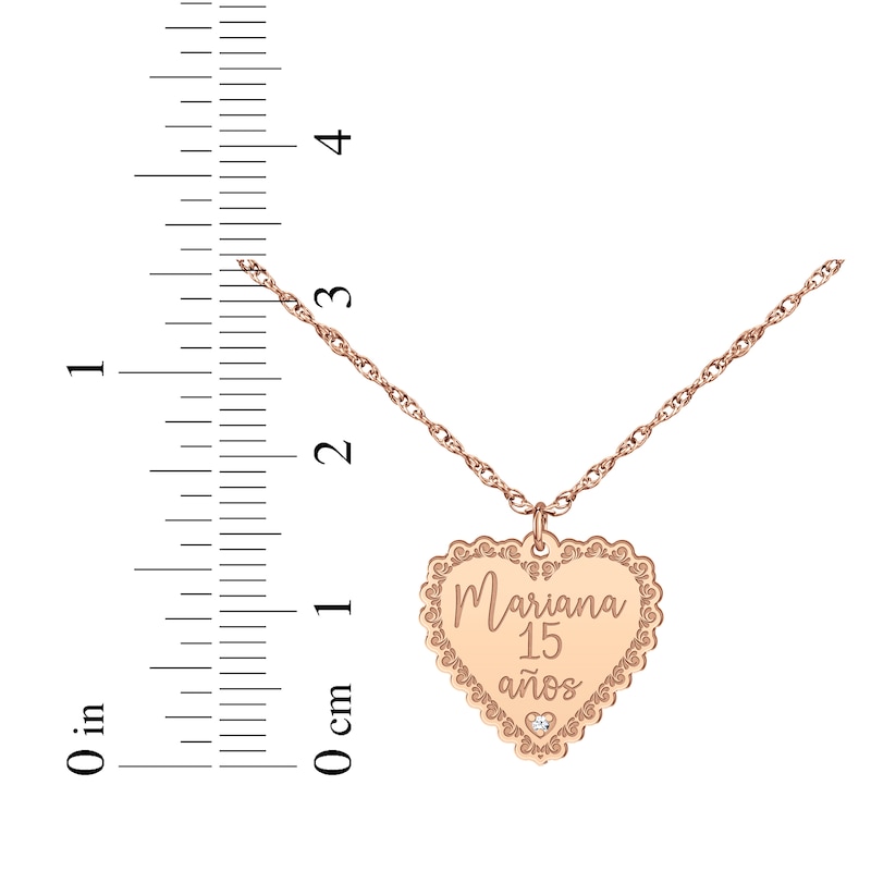 Main Image 4 of Quinceañera &quot;15 Años&quot; & Name Heart Necklace with Diamond Accent 14K Rose Gold 18&quot;