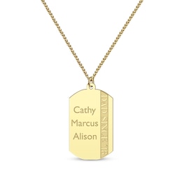 Men's Engraved Names Dog Tag Necklace 10K Yellow Gold 22"