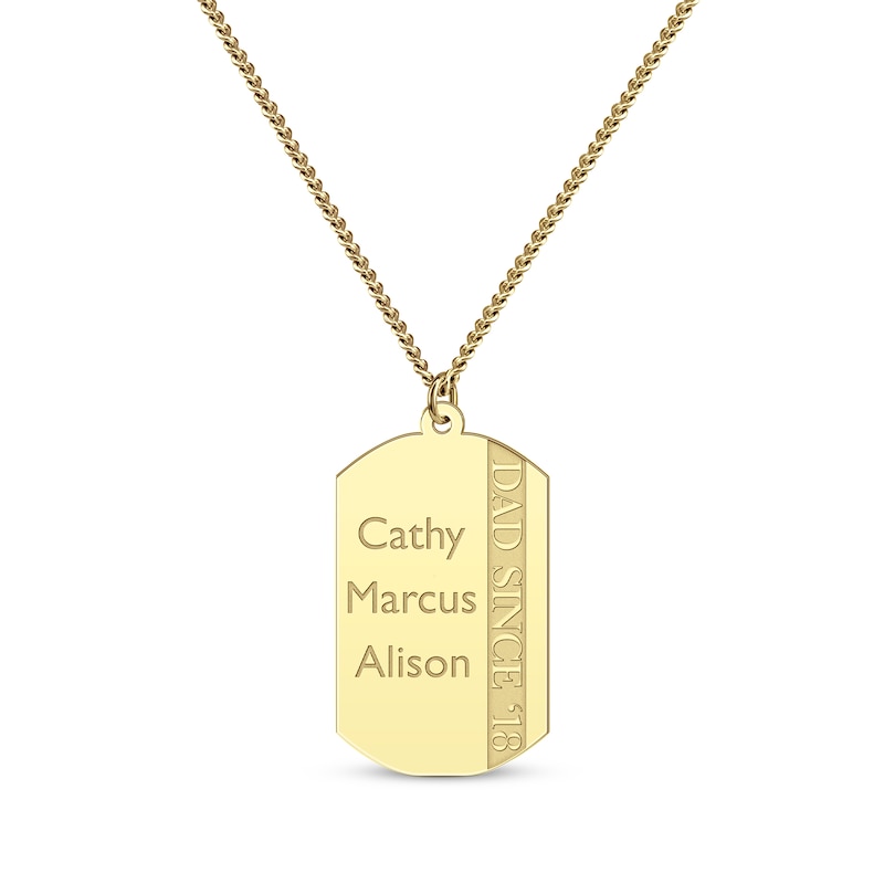 Main Image 1 of Men's Engraved Names Dog Tag Necklace 10K Yellow Gold 22&quot;