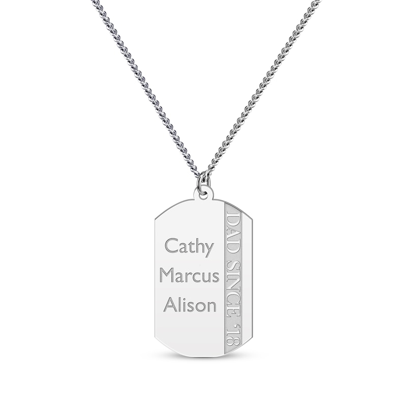 Main Image 1 of Men's Engraved Names Dog Tag Necklace Sterling Silver 22&quot;