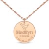 Thumbnail Image 1 of Baby Name & Stats Scalloped Disc Necklace 14K Rose Gold 18&quot;