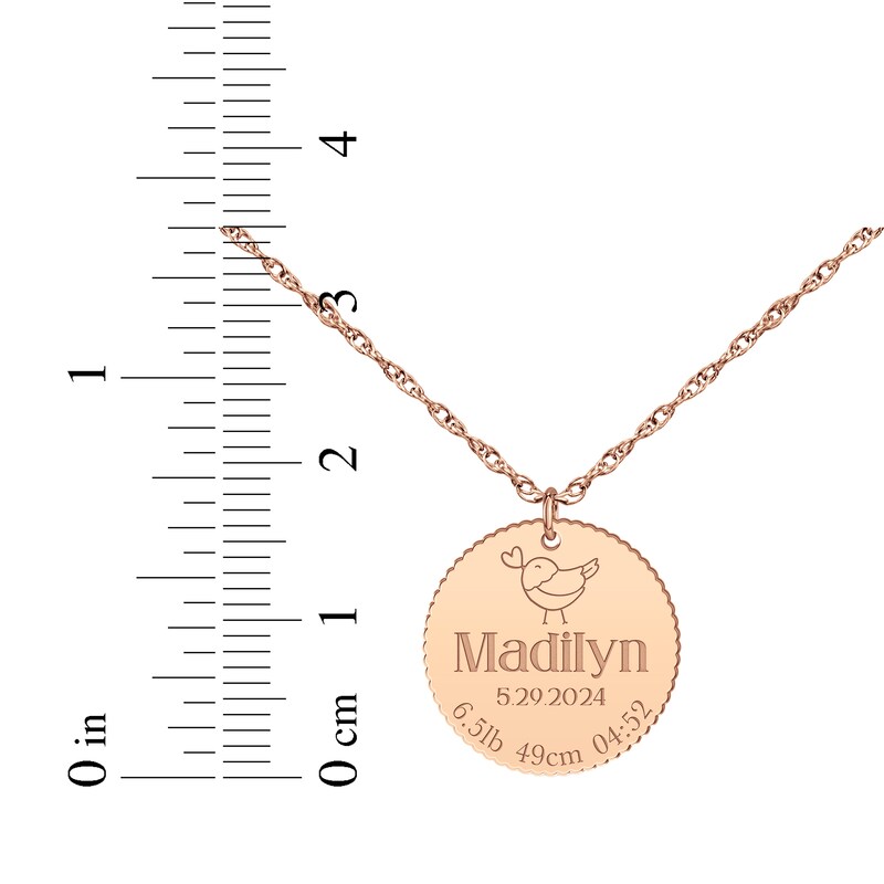Main Image 4 of Baby Name & Stats Scalloped Disc Necklace 14K Rose Gold 18&quot;