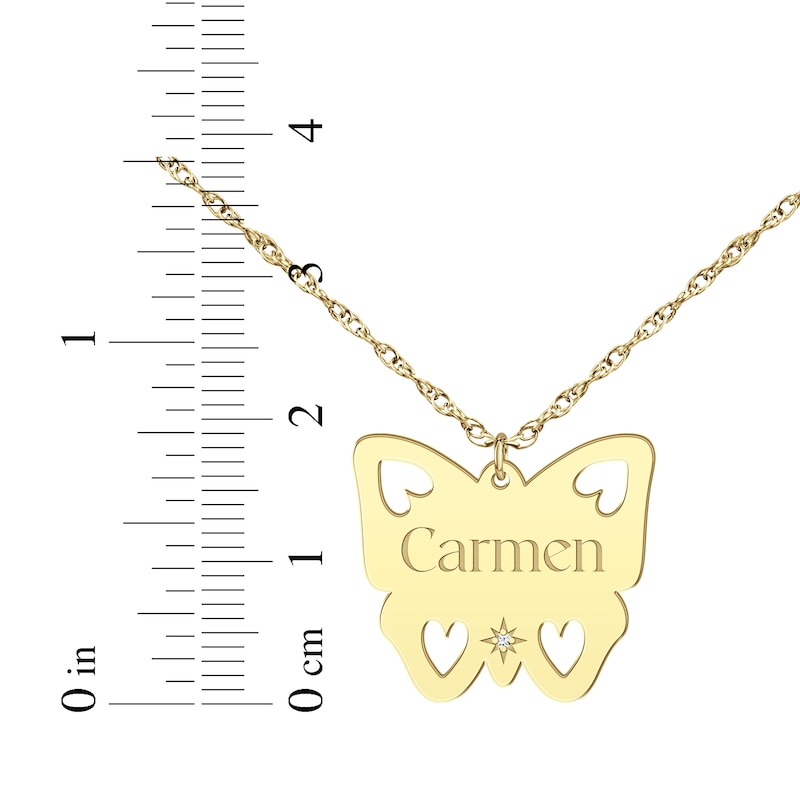 Main Image 4 of Cutout Butterfly Diamond Accent Name Necklace 10K Yellow Gold 18"