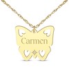 Thumbnail Image 1 of Cutout Hearts Butterfly Diamond Accent Name Necklace 14K Yellow Gold 18"