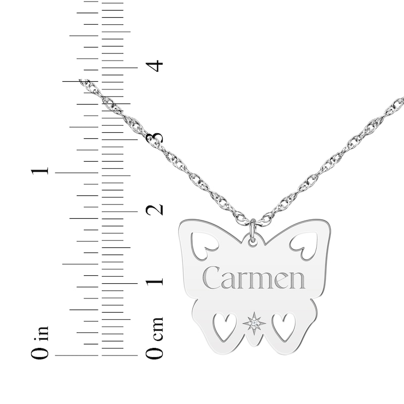 Main Image 4 of Cutout Butterfly Diamond Accent Name Necklace Sterling Silver 18"