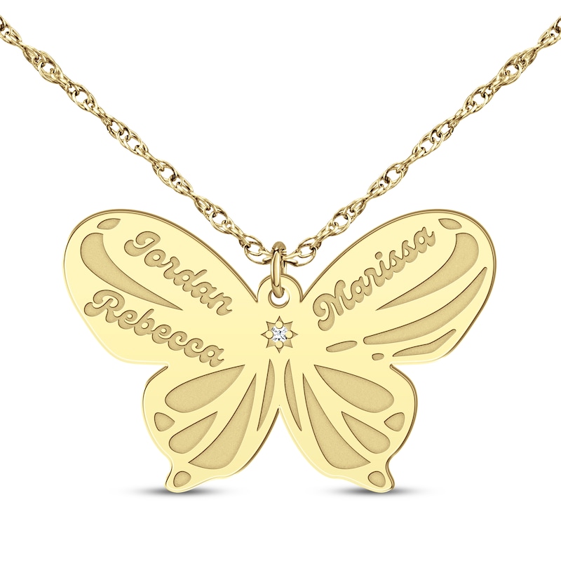 Main Image 3 of Diamond Accent Butterfly Name Necklace 10K Yellow Gold 18&quot;