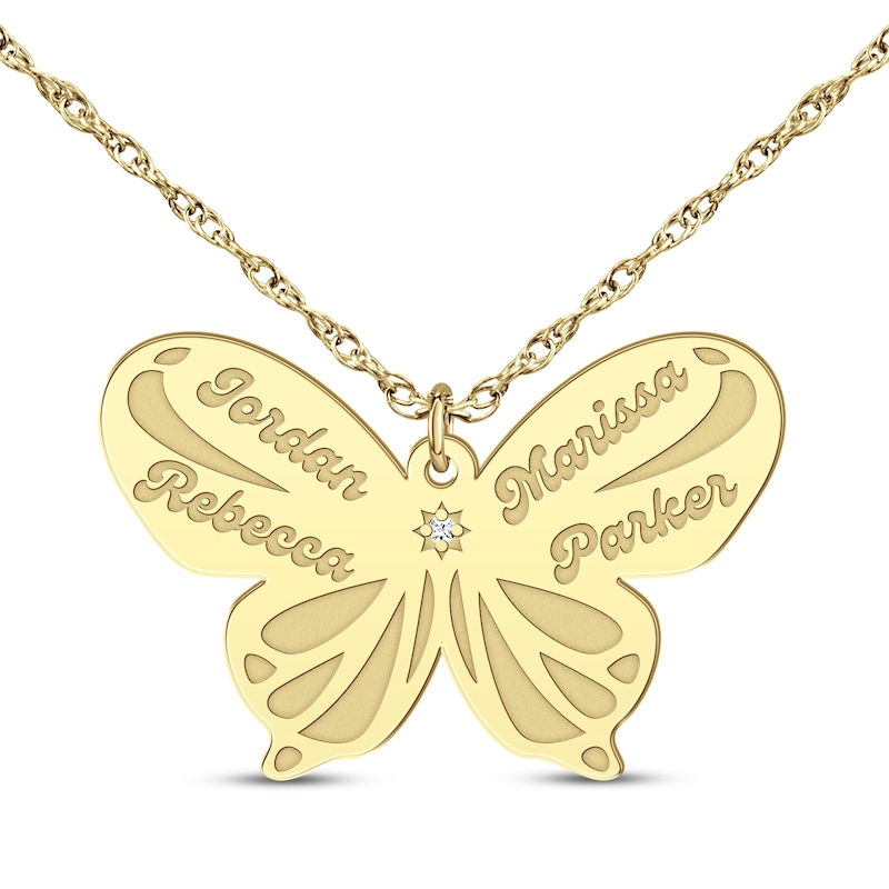 Main Image 4 of Diamond Accent Butterfly Name Necklace 10K Yellow Gold 18&quot;