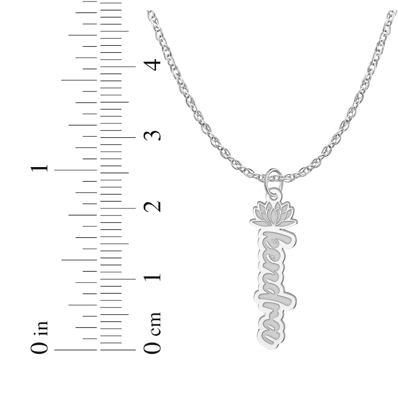 Main Image 6 of Flower-Topped Vertical Tag Name Necklace 14K White Gold 18&quot;