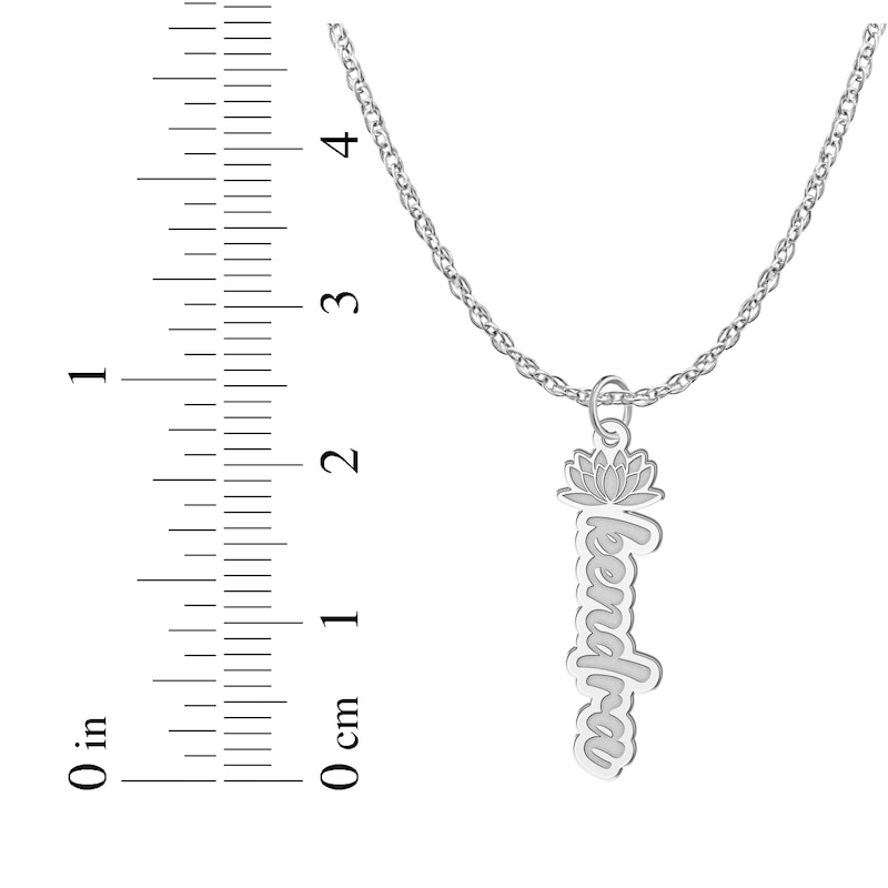Main Image 6 of Flower-Topped Vertical Tag Name Necklace Sterling Silver 18"