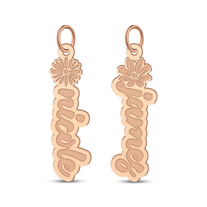 Main Image 2 of Flower-Topped Vertical Two Tag Name Necklace 14K Rose Gold 18&quot;