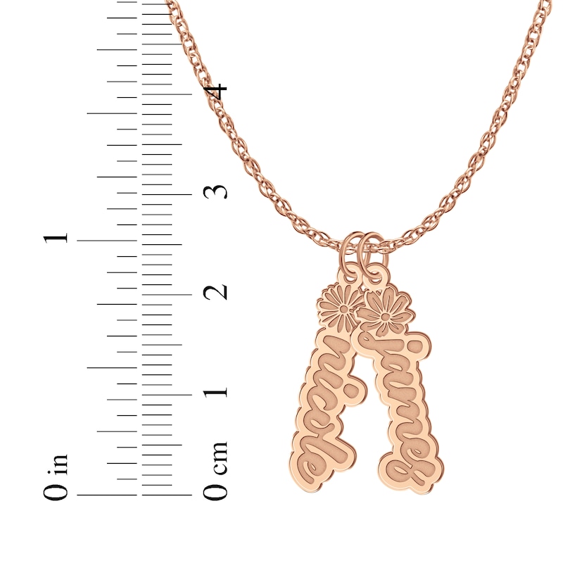 Main Image 6 of Flower-Topped Vertical Two Tag Name Necklace 14K Rose Gold 18&quot;