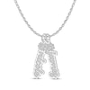 Thumbnail Image 1 of Flower-Topped Vertical Two Tag Name Necklace 14K White Gold 18"