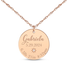 Baby Stats Disc Diamond Accent Necklace 14K Rose Gold 18"