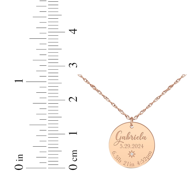 Main Image 3 of Baby Stats Disc Diamond Accent Necklace 14K Rose Gold 18&quot;