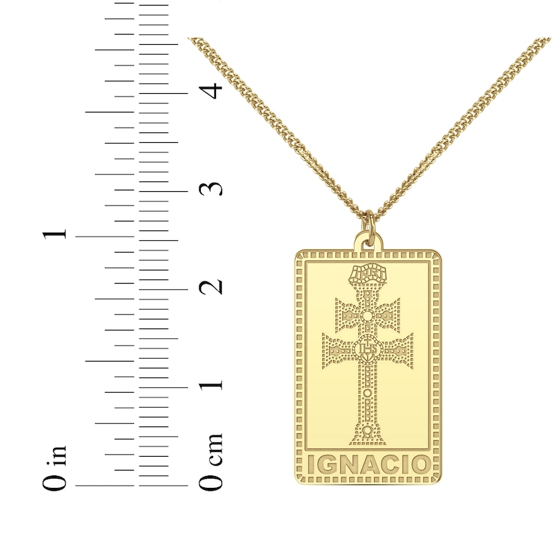 Main Image 3 of Two-Barred Cross Rectangle Name Necklace 10K Yellow Gold 22&quot;