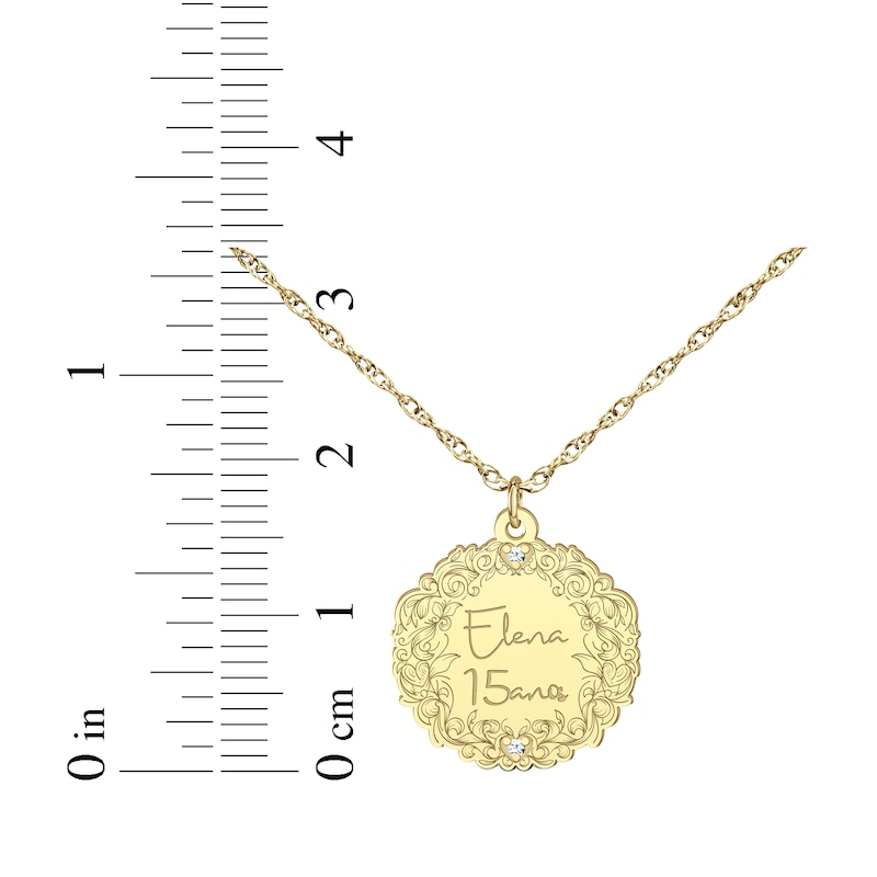 Main Image 6 of Engravable Diamond Accent Vine Necklace 14K Yellow Gold 18"