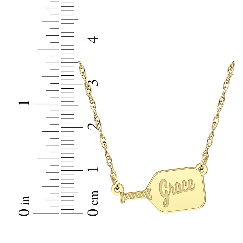 Main Image 4 of Engravable Pickleball Paddle Name Necklace 14K Yellow Gold 18&quot;