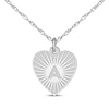 Thumbnail Image 1 of Engravable Heart-Shaped Initial Starburst Necklace 14K White Gold 18"