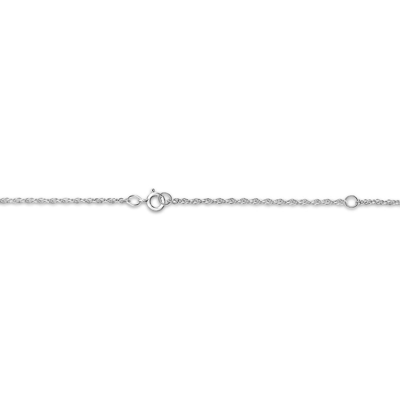 Main Image 2 of Engravable Heart-Shaped Initial Starburst Necklace 14K White Gold 18"