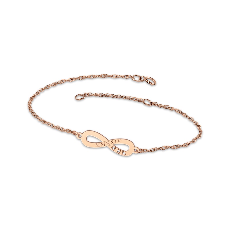 Main Image 2 of Engravable Infinity Symbol Diamond Accent Name Bracelet 14K Rose Gold 7.25&quot;