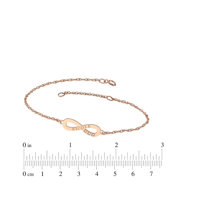 Main Image 8 of Engravable Infinity Symbol Diamond Accent Name Bracelet 14K Rose Gold 7.25&quot;