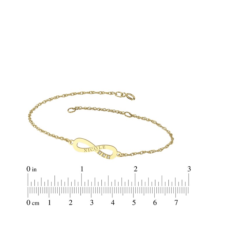 Main Image 8 of Engravable Infinity Symbol Diamond Accent Name Bracelet 14K Yellow Gold 7.25&quot;