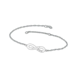 Engravable Infinity Symbol Diamond Accent Name Bracelet 14K White Gold 7.25"