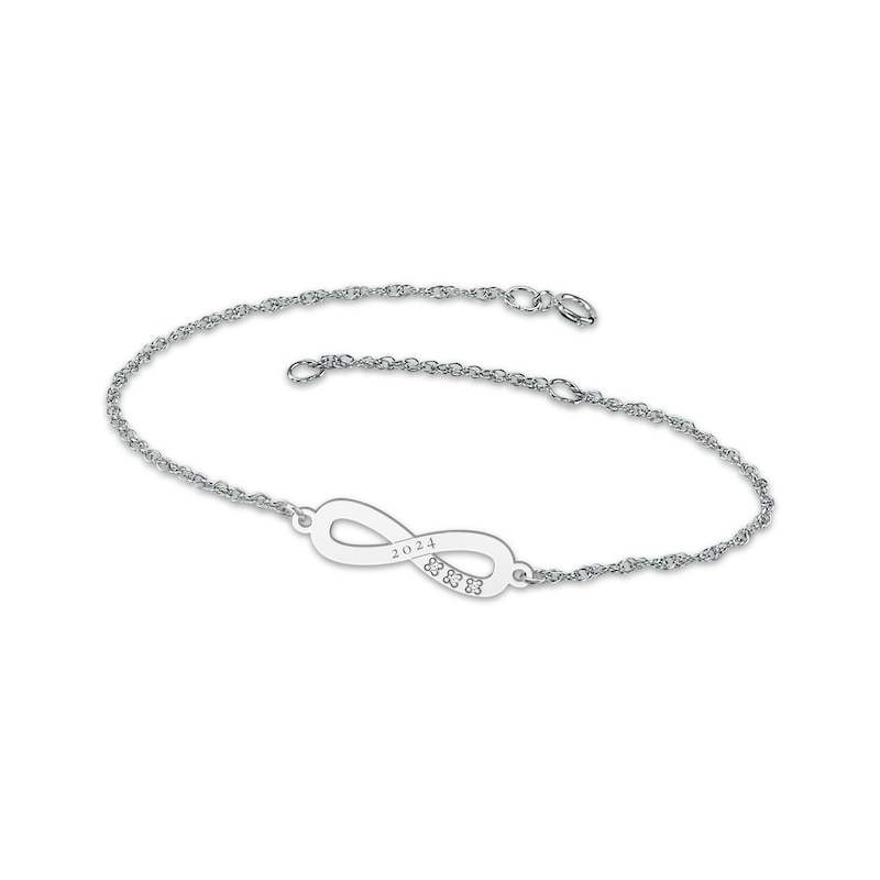 Main Image 5 of Engravable Infinity Symbol Diamond Accent Name Bracelet Sterling Silver 7.25&quot;