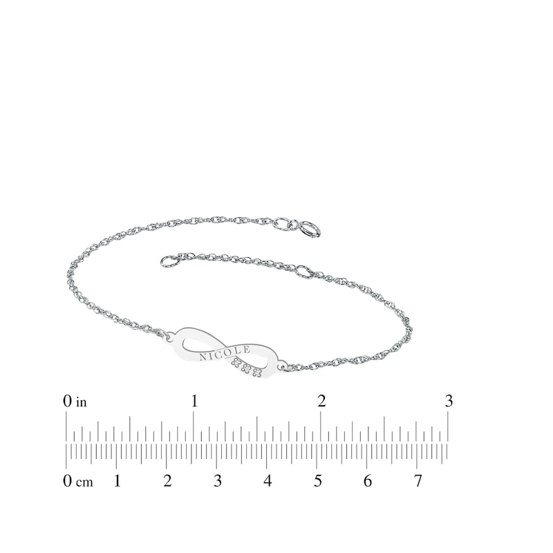 Main Image 8 of Engravable Infinity Symbol Diamond Accent Name Bracelet Sterling Silver 7.25&quot;