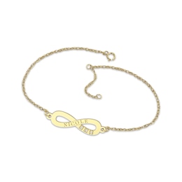 Engravable Infinity Symbol Diamond Accent Name Anklet 10K Yellow Gold 9.5"