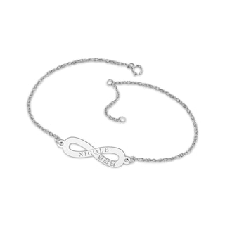 Engravable Infinity Symbol Diamond Accent Name Anklet Sterling Silver 9.5"