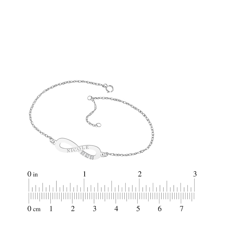 Main Image 8 of Engravable Infinity Symbol Diamond Accent Name Anklet Sterling Silver 9.5&quot;