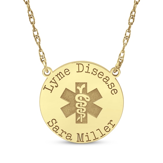 Medical Alert Notification Necklace 10K Yellow Gold 18"