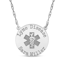 Medical Alert Notification Necklace 14K White Gold 18"