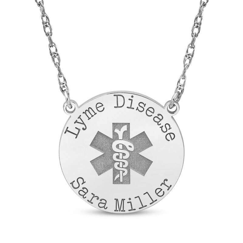 Main Image 1 of Medical Alert Notification Necklace 14K White Gold 18&quot;