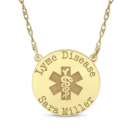 Medical Alert Notification Necklace 14K Yellow Gold 18"