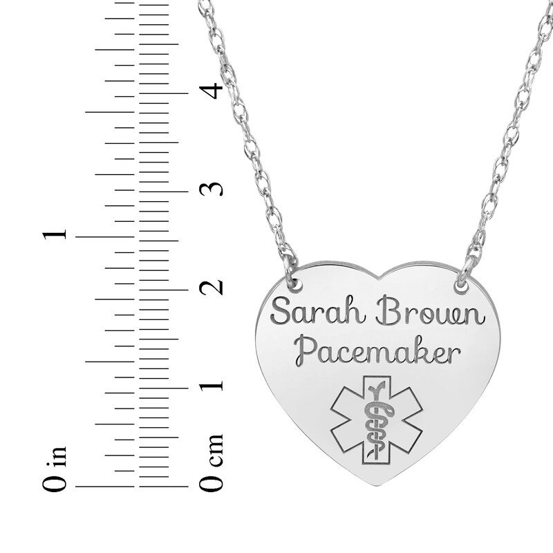 Main Image 4 of Heart-Shaped Medical Alert Notification Necklace 14K White Gold 18&quot;