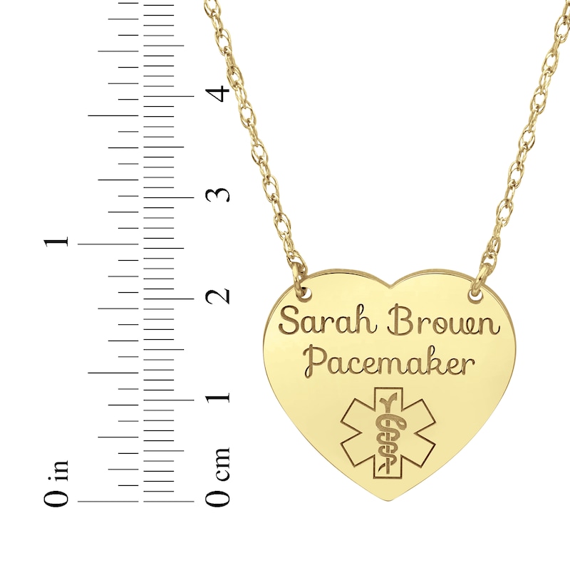 Main Image 4 of Heart-Shaped Medical Alert Notification Necklace 14K Yellow Gold 18"