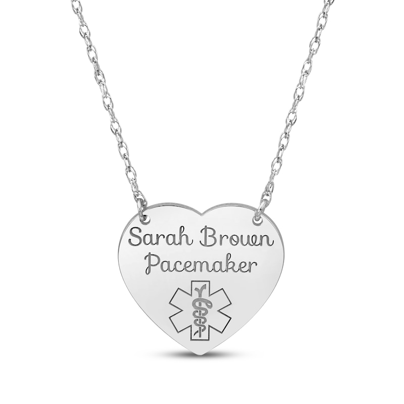 Main Image 1 of Medical Alert Heart Necklace Sterling Silver 18&quot;
