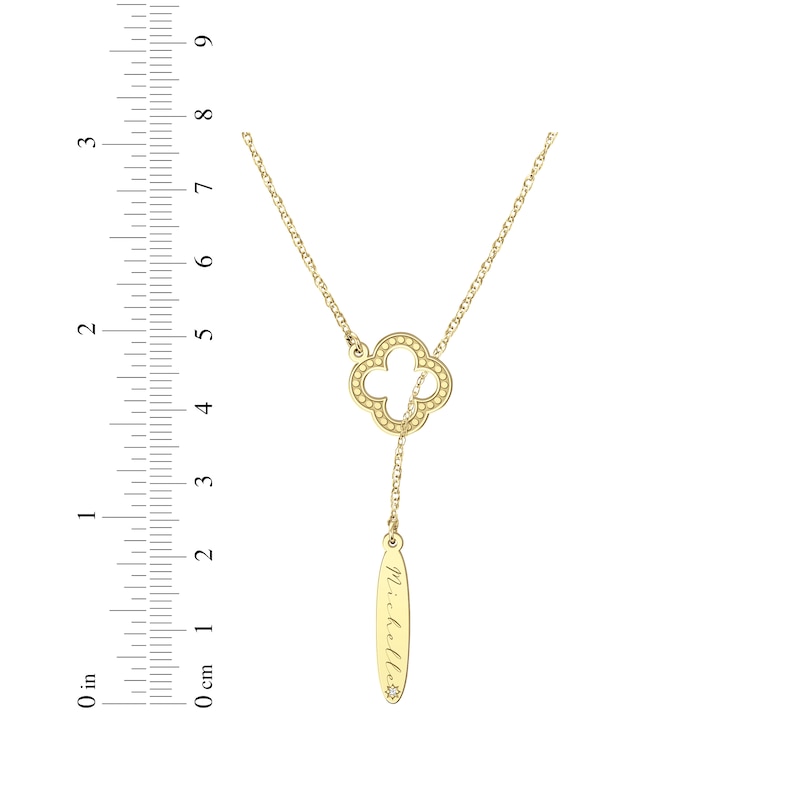 Main Image 3 of Name & Diamond Accent Clover Lariat Necklace 10K Yellow Gold 22&quot;