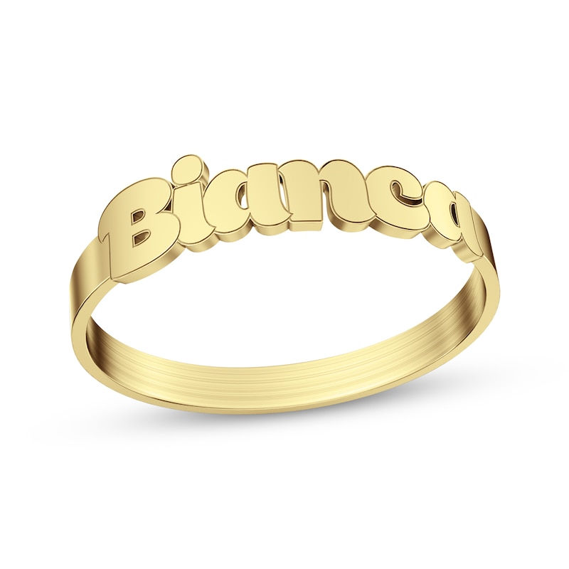 Main Image 1 of Bubble Print Name Ring 10K Yellow Gold
