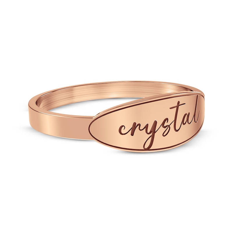 Main Image 3 of Personalized Oval Signet Ring 14K Rose Gold
