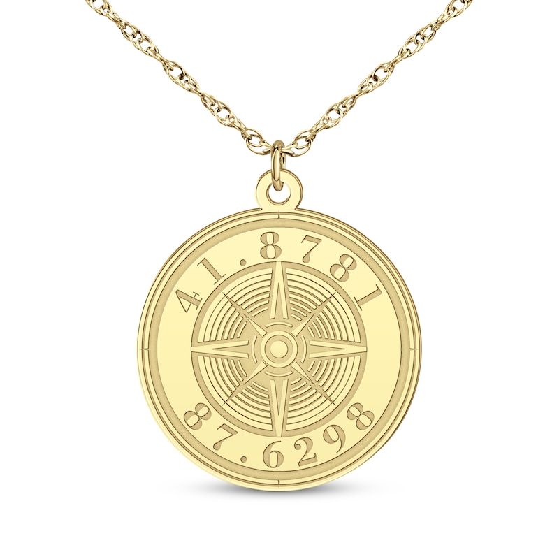 Main Image 1 of Compass Coordinates Necklace 10K Yellow Gold 18&quot;