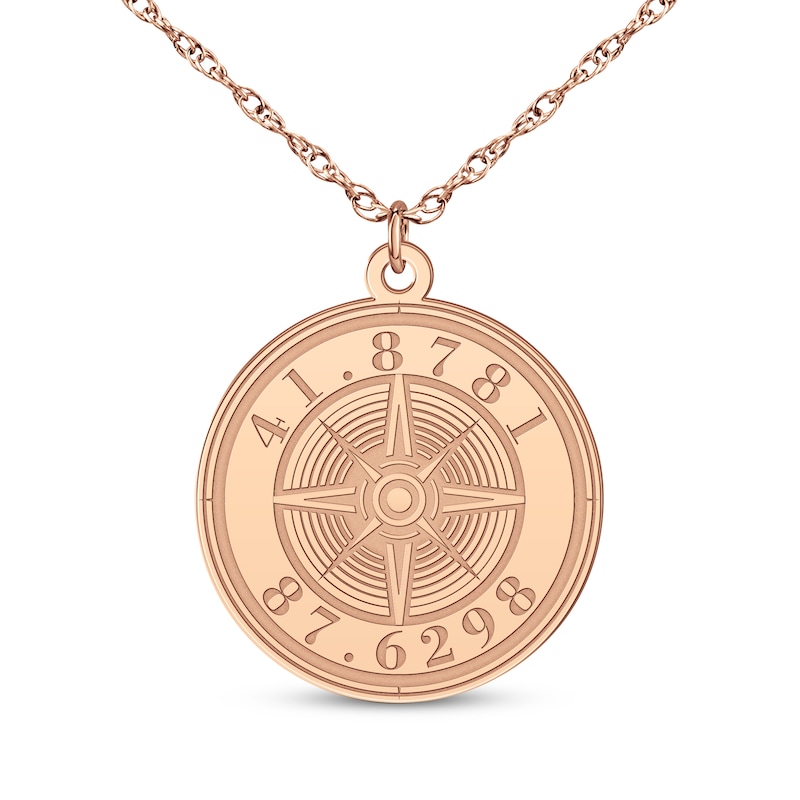 Main Image 1 of Compass Coordinates Necklace 14K Rose Gold 18&quot;