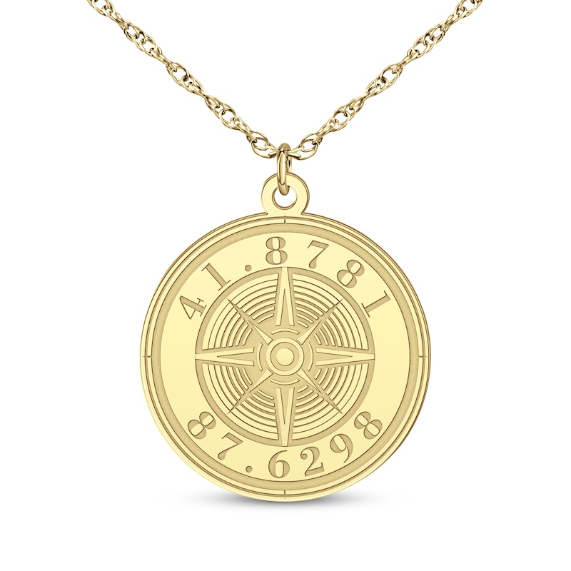 Main Image 1 of Compass Coordinates Necklace 14K Yellow Gold 18&quot;
